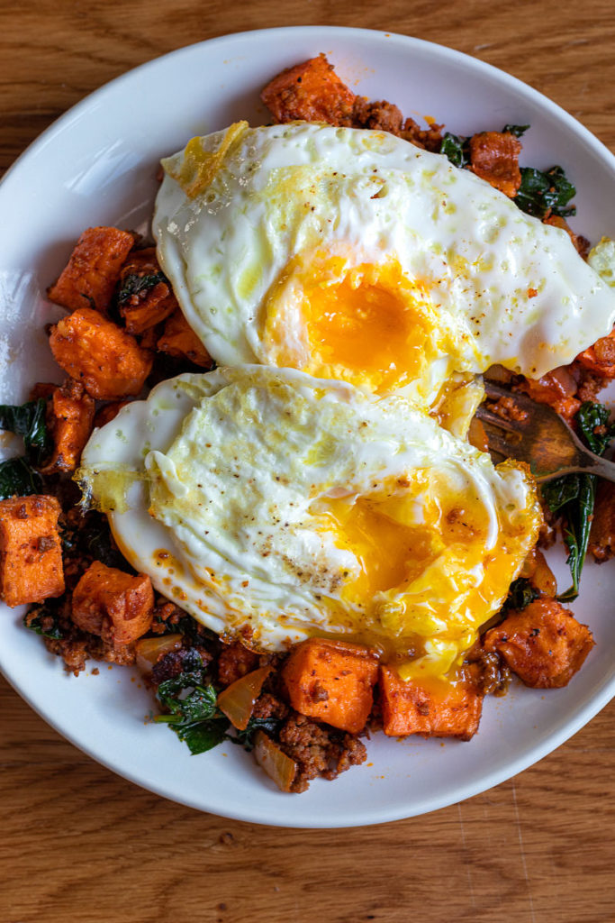 Chorizo Sweet Potato Kale Hash - Kitchen Gone Rogue