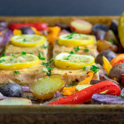 One Pan Roasted Salmon and Vegetables